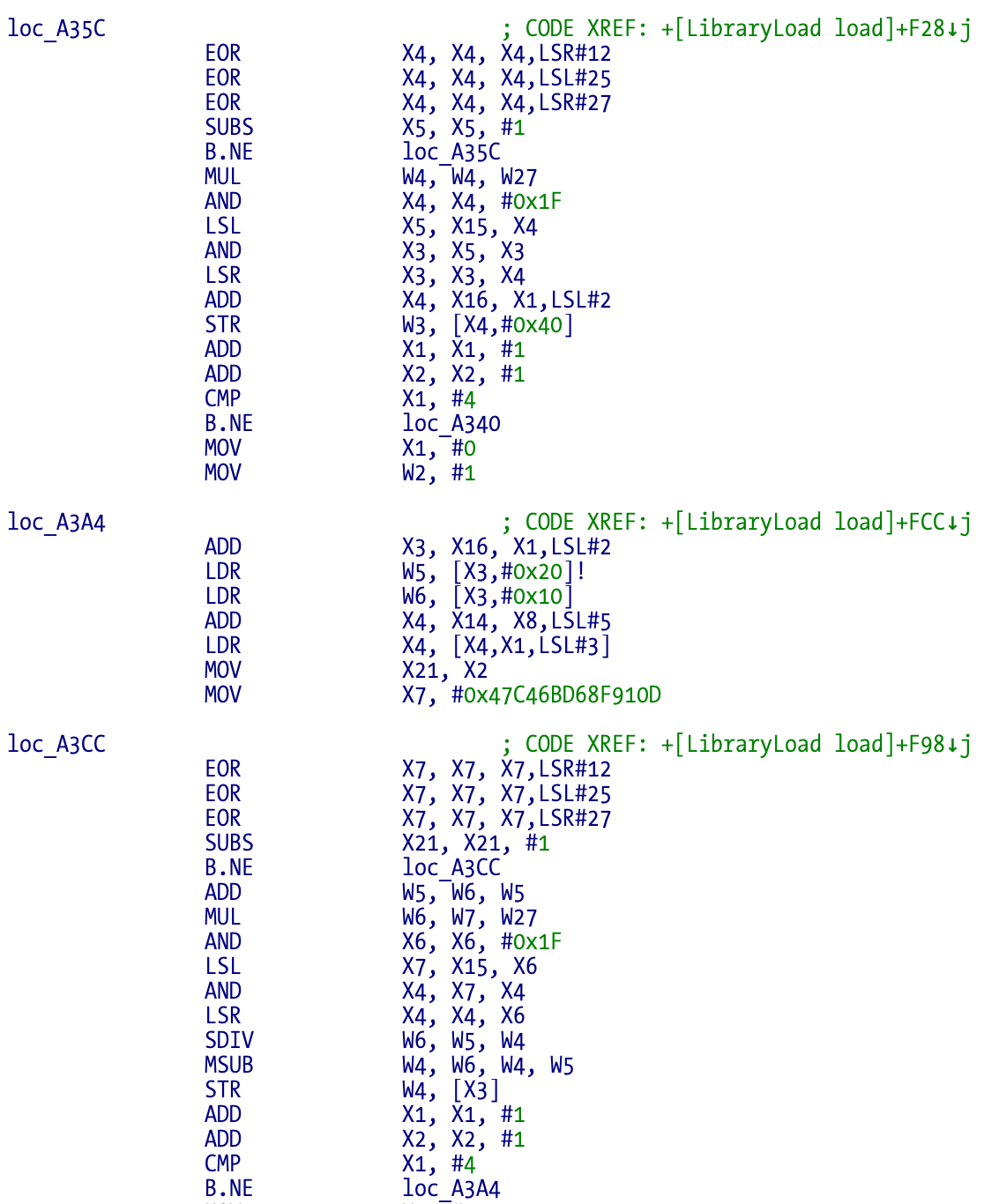 arm64 repeated code patterns