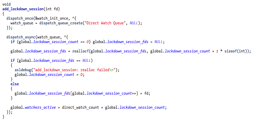 add lockdown session code