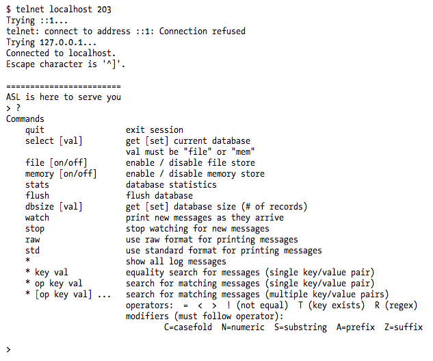 telnet asl remote example