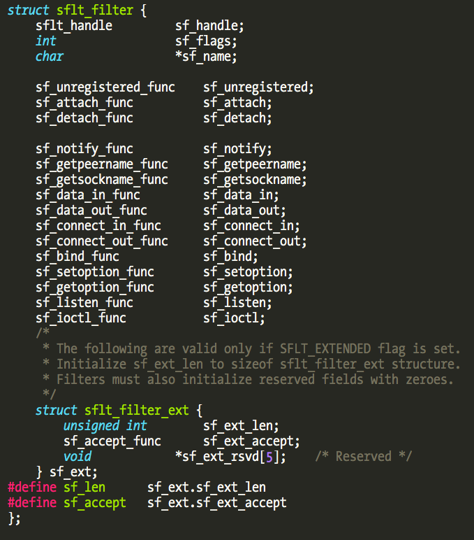 socket filter structure